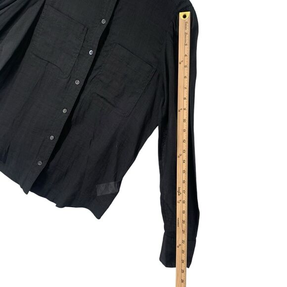 Banana Republic Black Blouse Semi Sheer Minimalist Classic Small Button Front - Picture 5 of 7